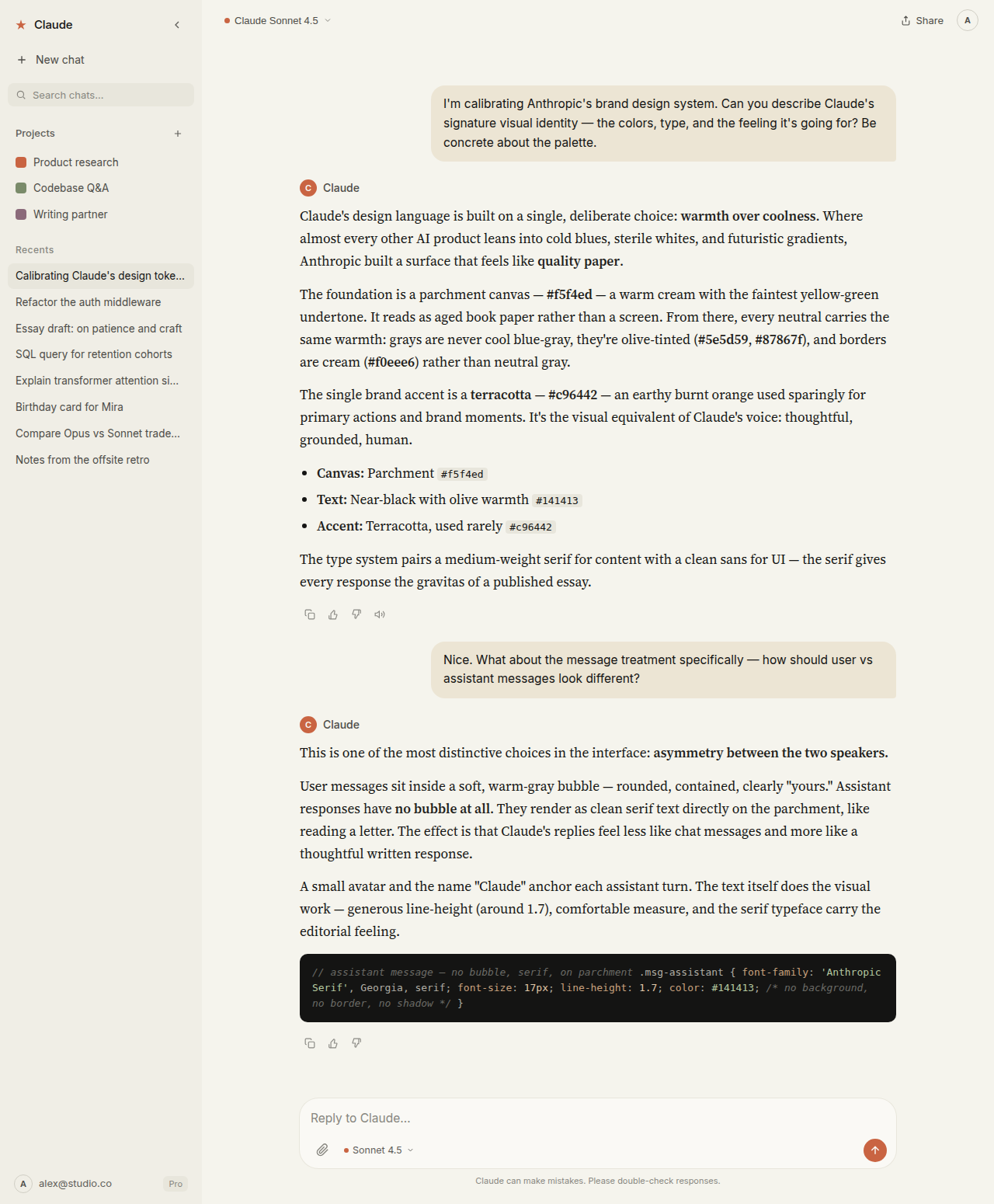Claude Chat interface (desktop)
