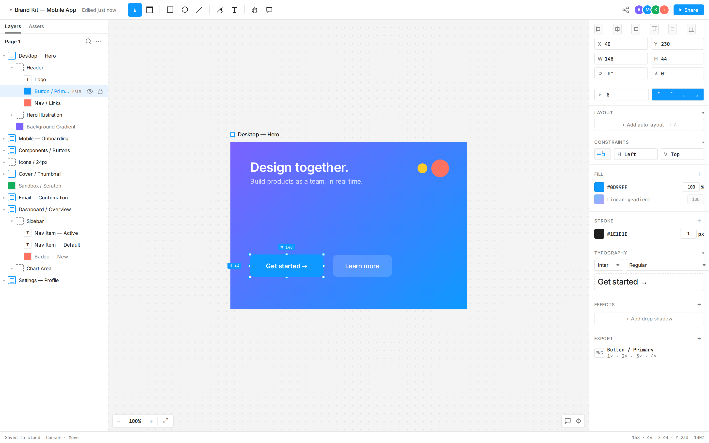 Figma Design tool (canvas + layers + inspector) (desktop)
