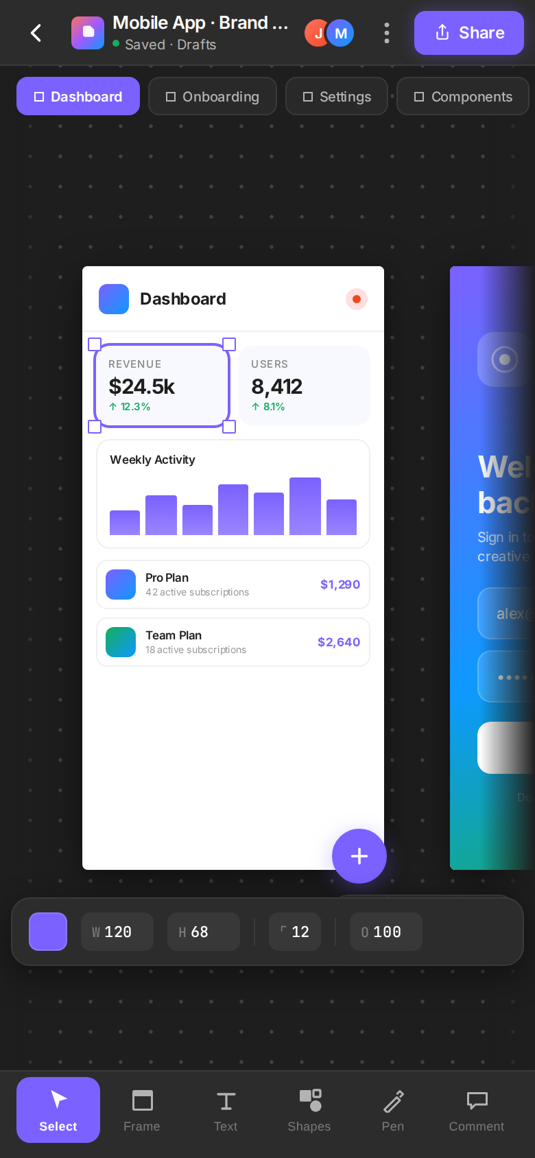Figma (Mobile) Canvas editor — mobile-first rebuild (desktop)