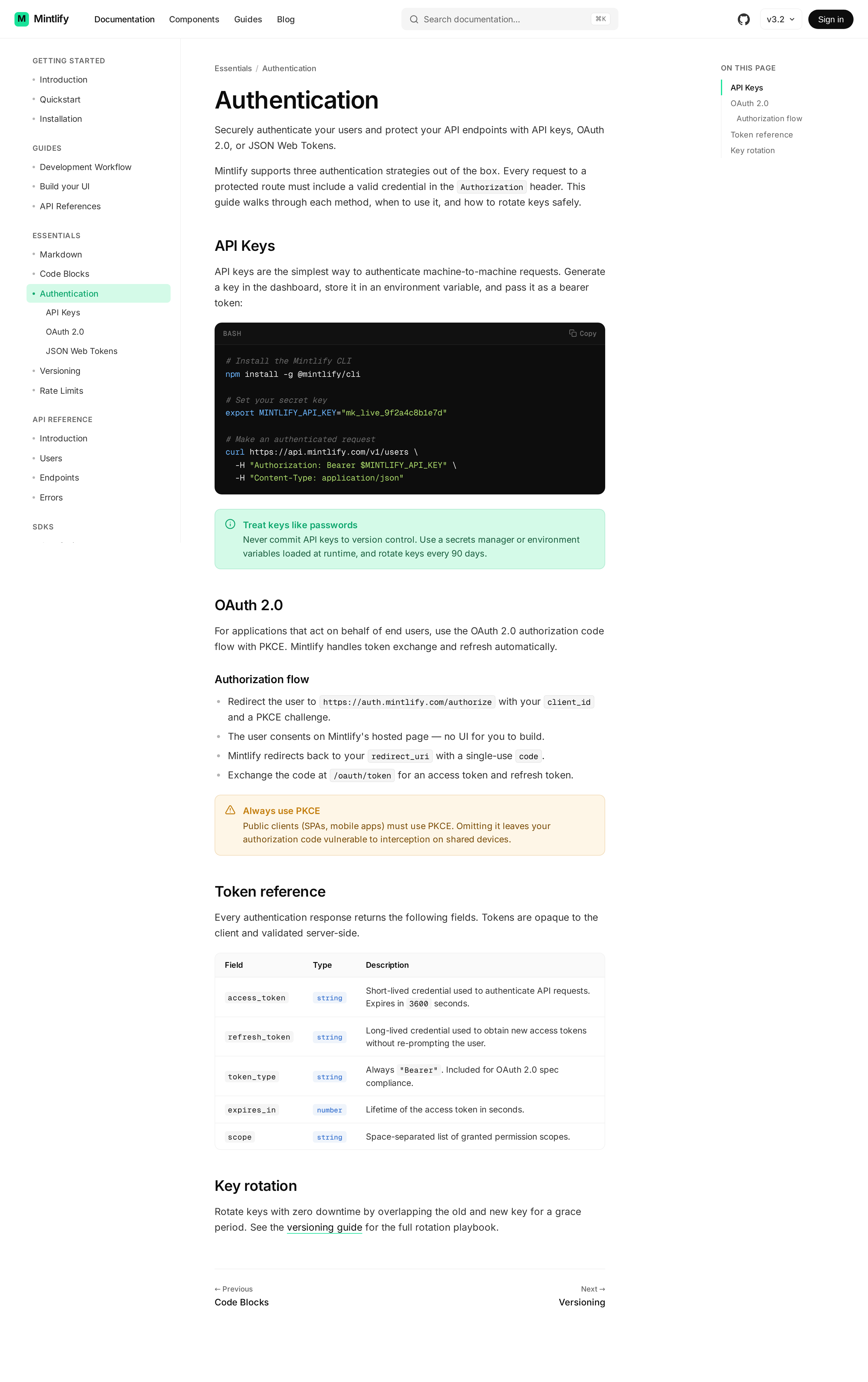 Mintlify Documentation page