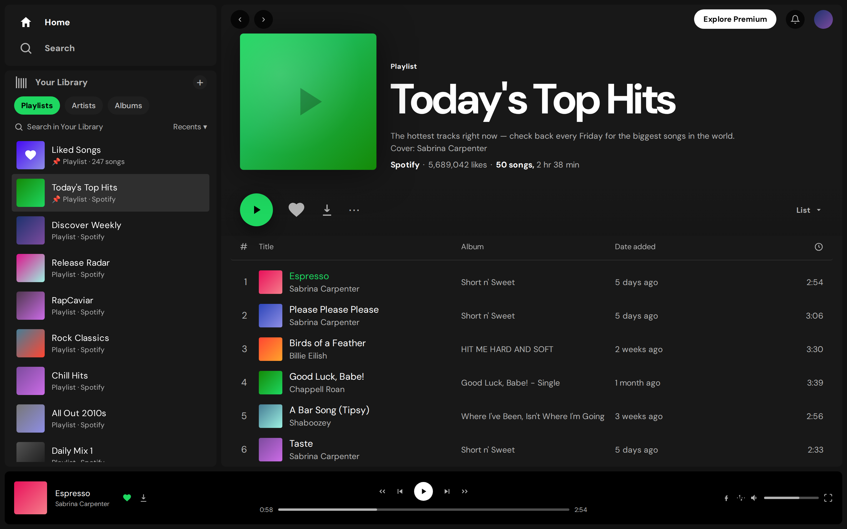 Spotify Now-playing + playlist sidebar (mobile-aware) (desktop)