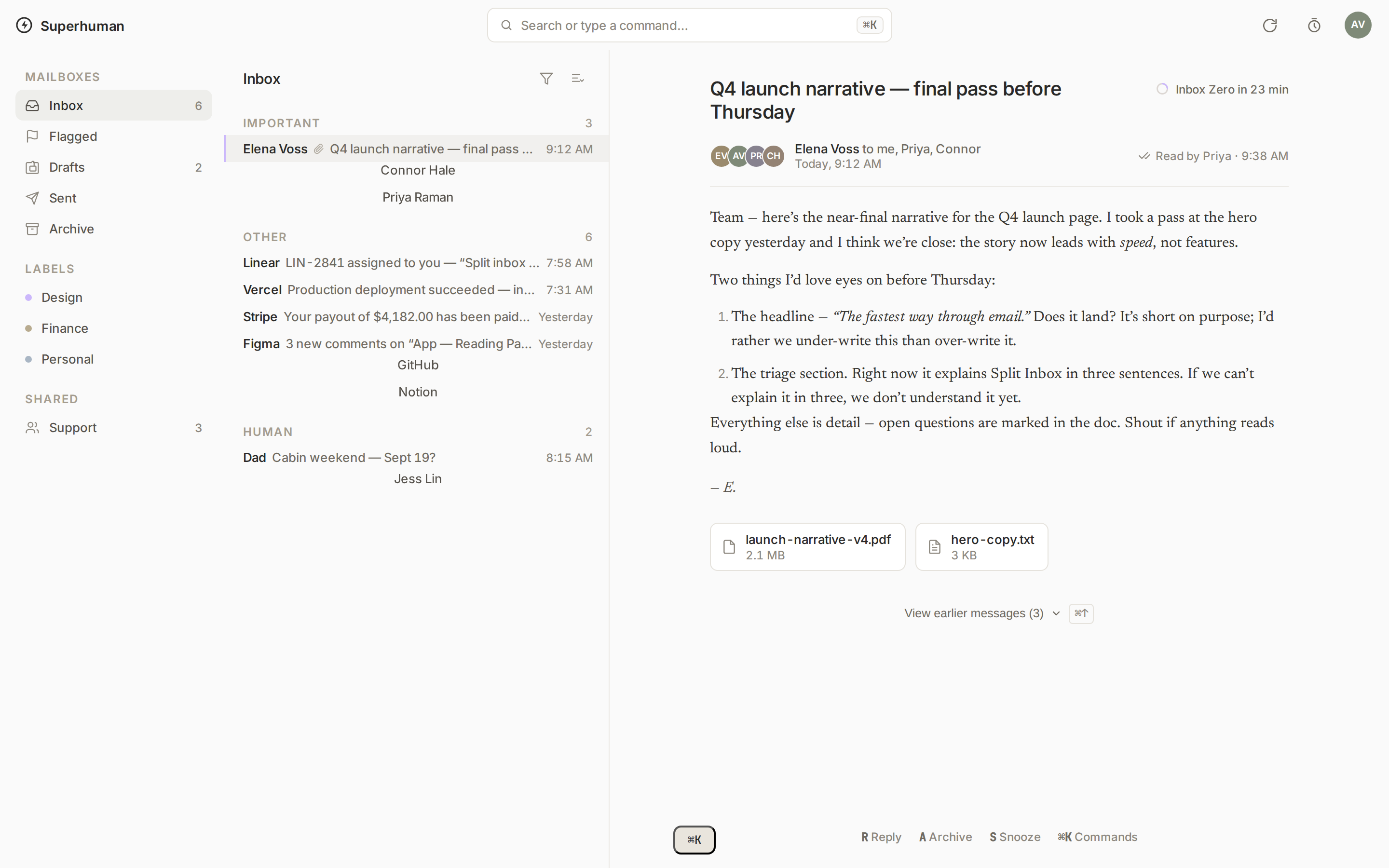 Superhuman Split inbox (split-inbox v2: 5.0 CALIBRATED desktop, mobile collapse added) (desktop)