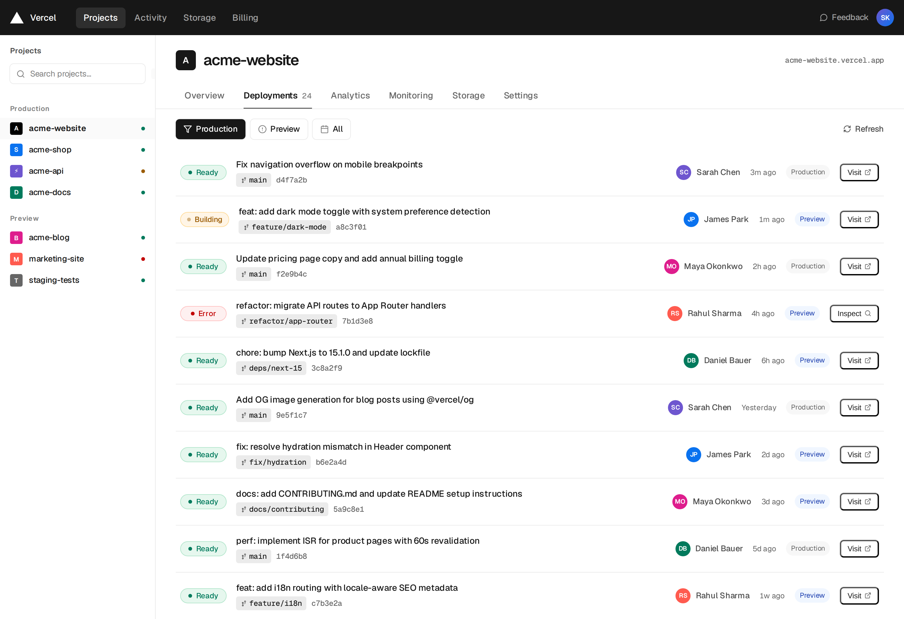 Vercel Project dashboard / deployment list (re-clone 2026-08-03) (desktop)